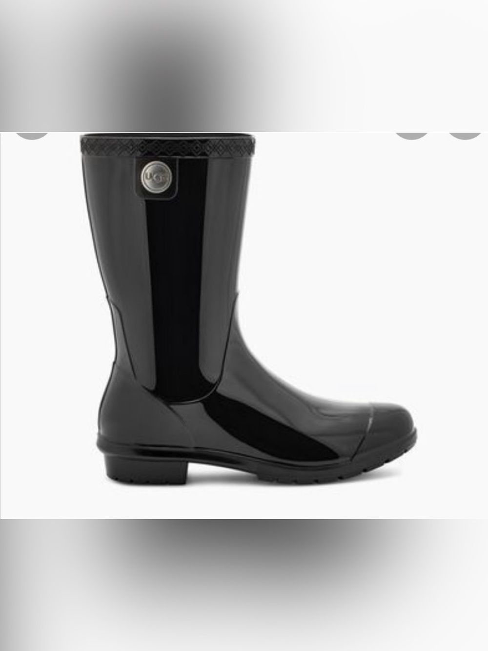UGG Shaye Black Glossy Rubber Rain Boots Women’s Size 7.5
